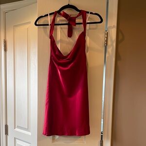 Elegant Red Halter Dress